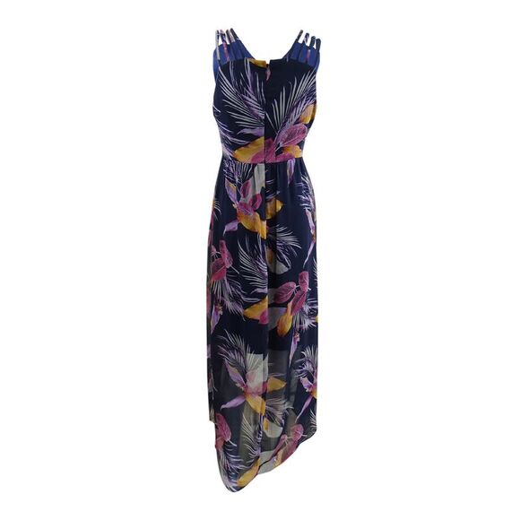 Guess Women's Chiffon High-Low Dress (4, Navy Multi) - Picture 2 of 3